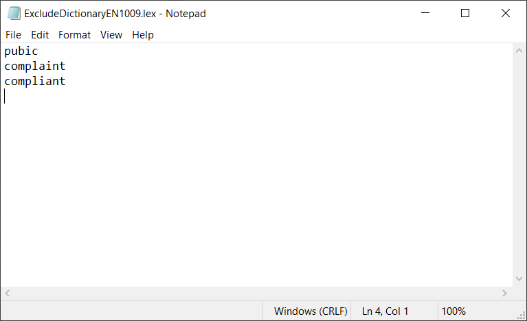 Sample exclusion dictionary